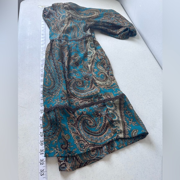 COCO AND CHASE Turquoise Boho Paisley Design 3/4 sleeve Size M - Picture 4 of 11